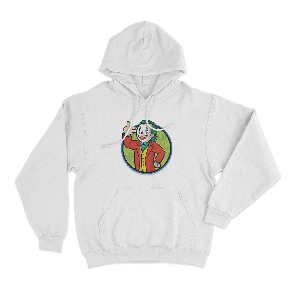 Cartoon Gypsy Crusader Joker Unisex Hoodie White Cartoon Gypsy Crusader Joker Unisex Hoodie White