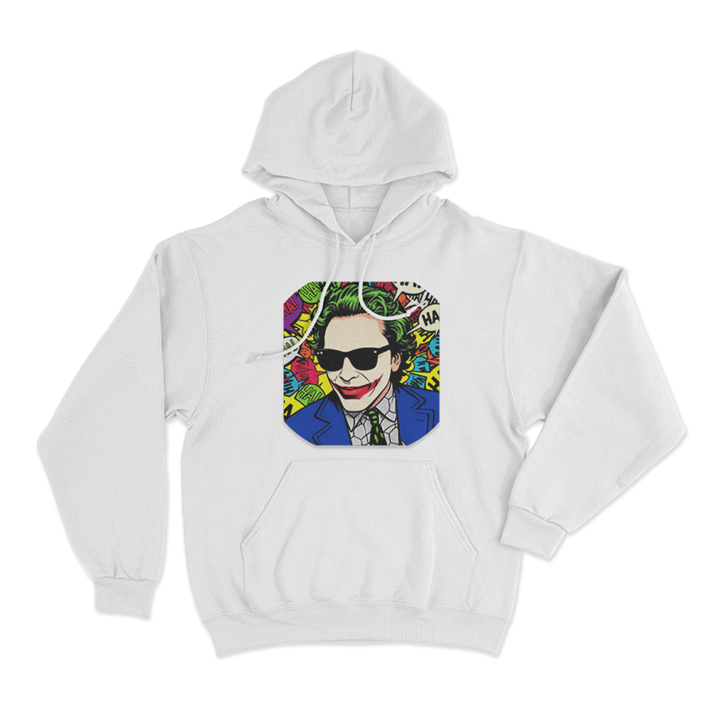 Gypsy Crusader Joker Pop Art Unisex Hoodie White Gypsy Crusader Joker Pop Art Unisex Hoodie White