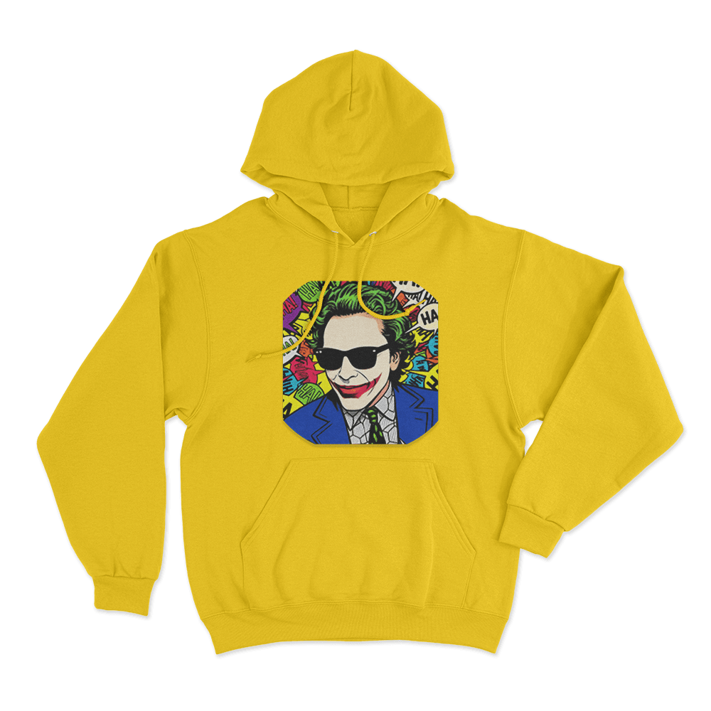 Gypsy Crusader Joker Pop Art Unisex Hoodie Yellow Gypsy Crusader Joker Pop Art Unisex Hoodie Yellow
