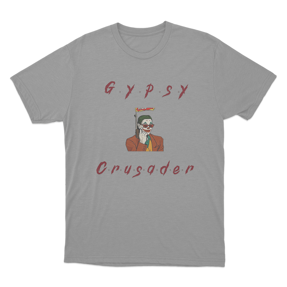 Gypsy Crusader Joker Unisex T Shirt Grey Gypsy Crusader Joker Unisex T Shirt Grey